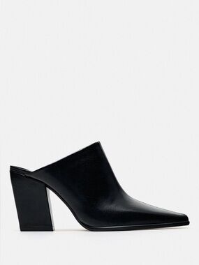 Zara Real Black Leather Mules - 2259/210